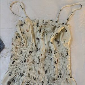 Aritzia Wilfred Cream Floral Smocked Cami